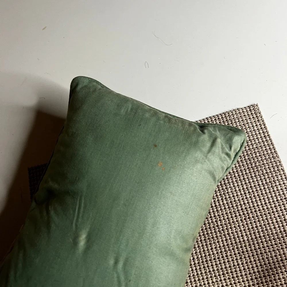 Vintage Woven Tapestry Camping Pillow Home Is Where You Hook Up RV Decor Green